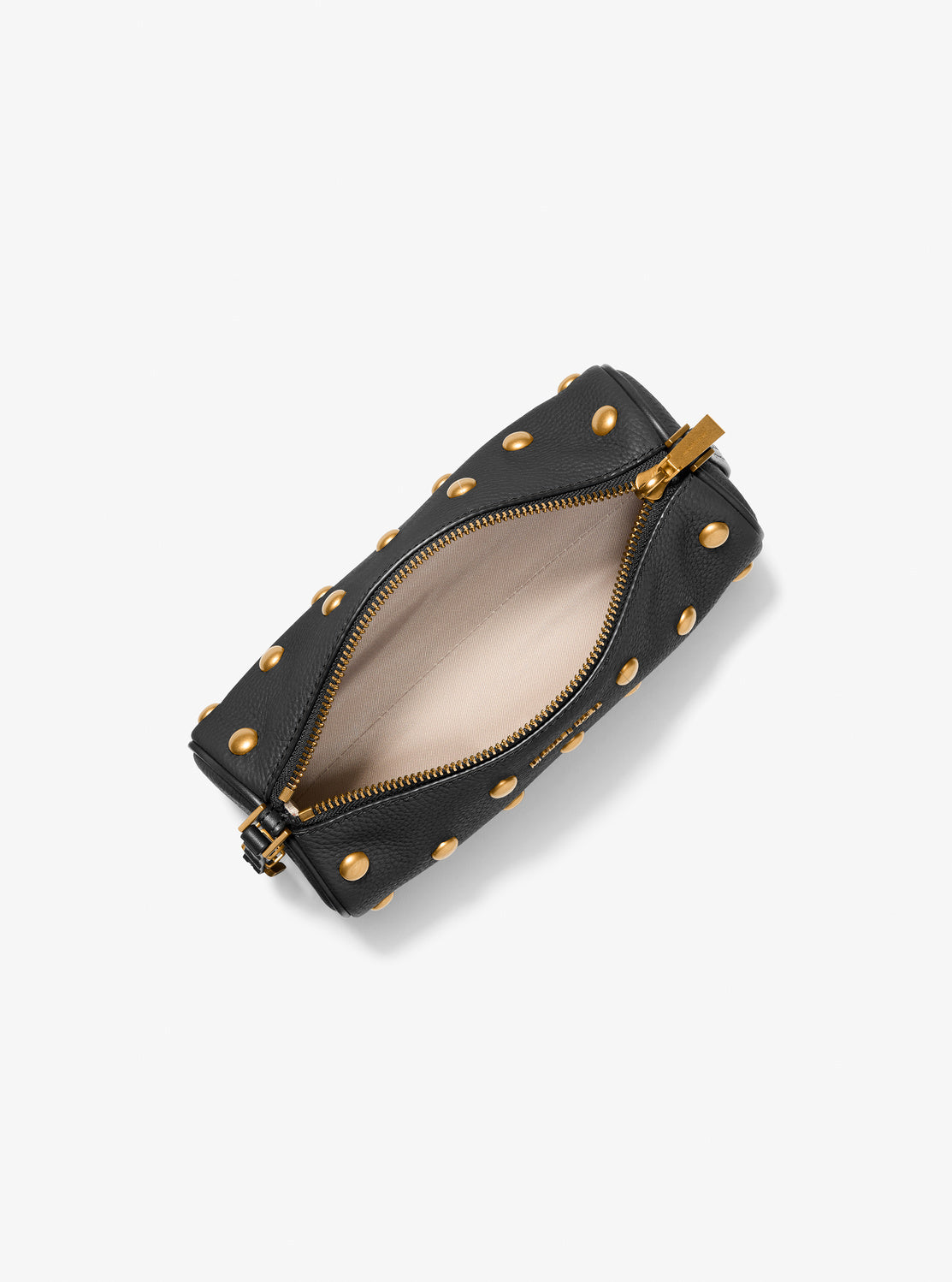 IZZY スタッズ ぺブルレザー バレルポシェット スモール