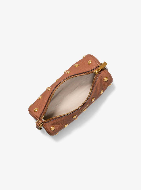 IZZY スタッズ ぺブルレザー バレルポシェット スモール
