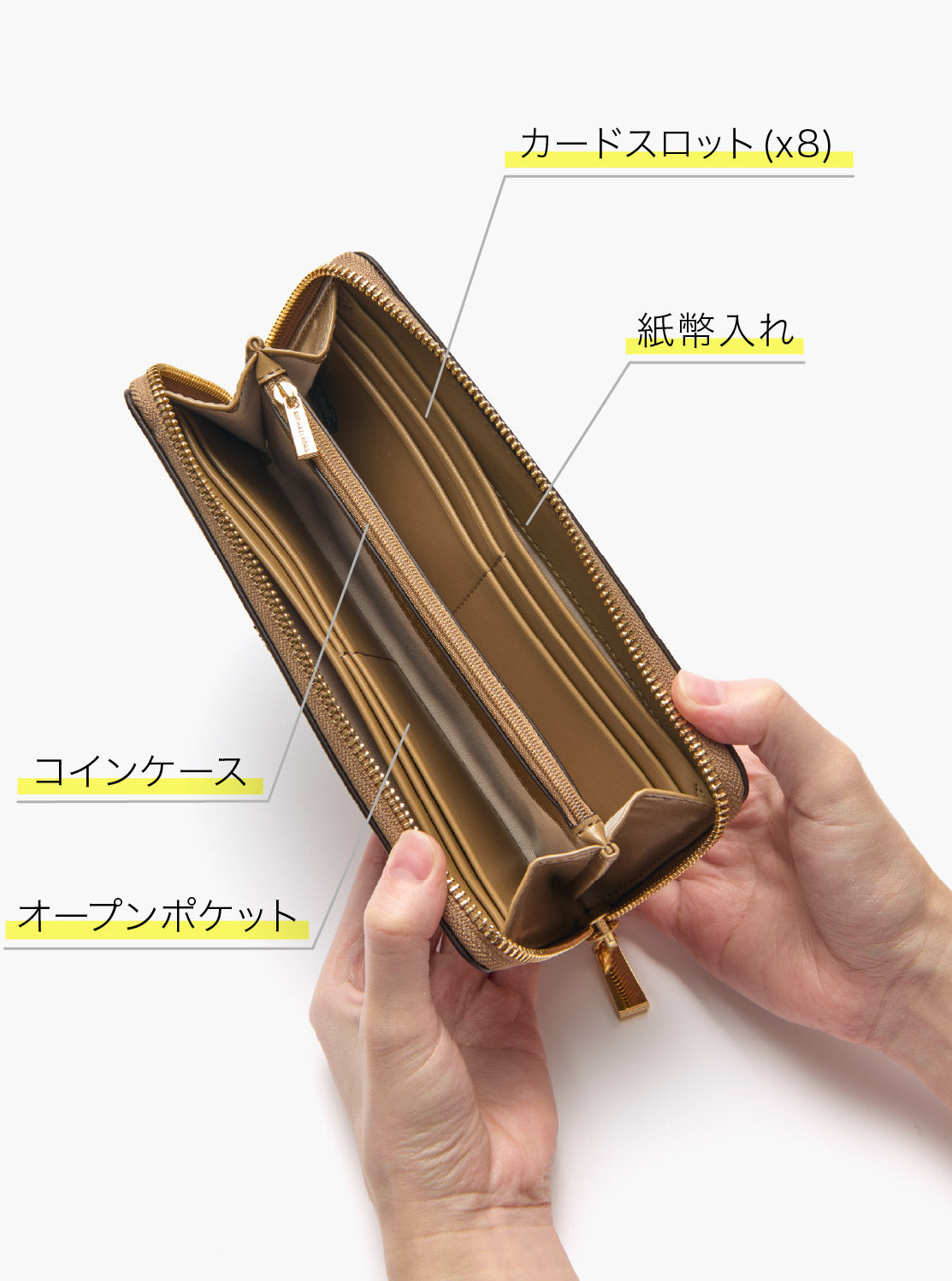 JET SET スリム ジップアラウンド コンチネンタル ウォレット ラージ - MKシグネチャー