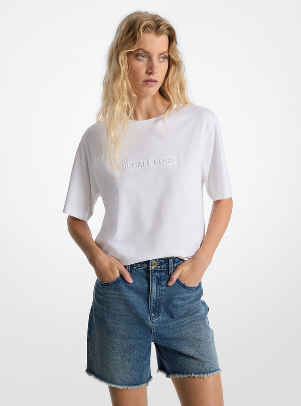 ロゴ エンボス コットン Tシャツ