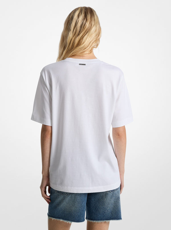 ロゴ エンボス コットン Tシャツ