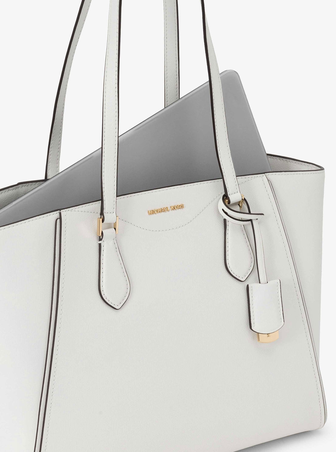 Michael Kors トートバッグ ホワイト/グレー TARYN レザー トート ラージ