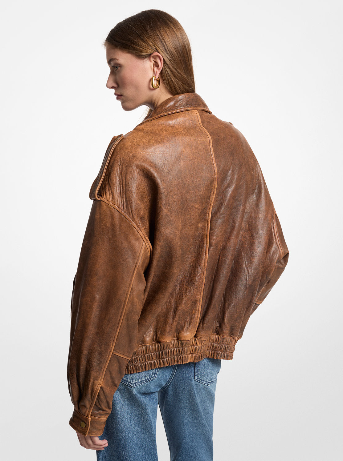 オーバーサイズ バーニッシュレザー ジャケット