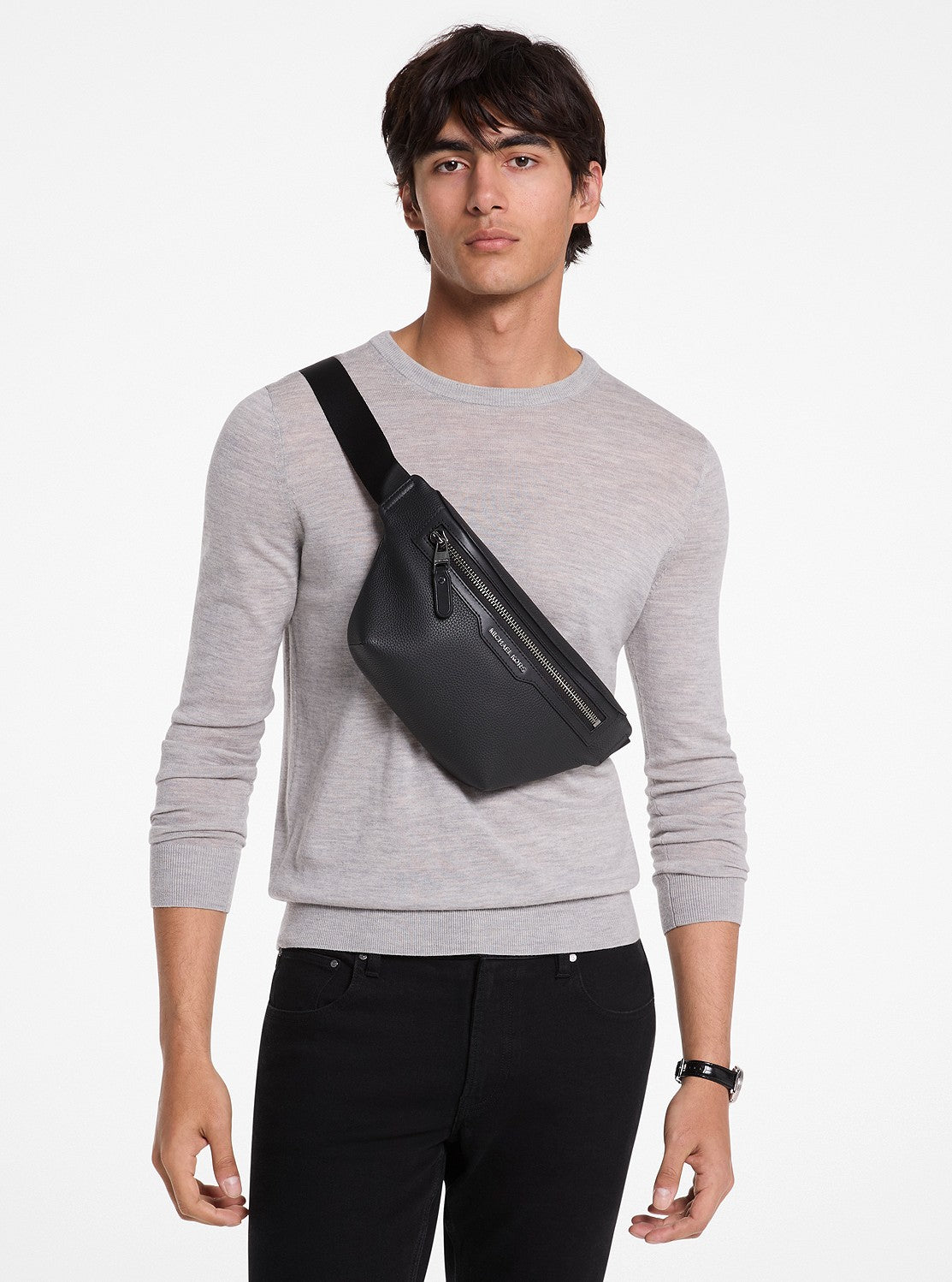 【新品】MICHAEL KORS マイケルコース バッグ レザースリングバッグ HUDSON ぺブルレザー スリングバッグ