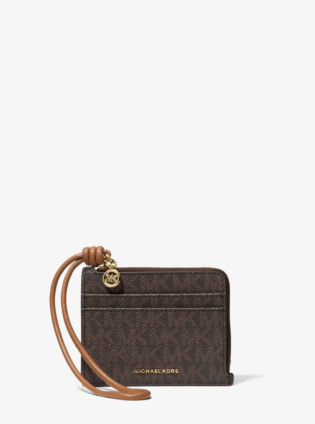 【新品】MICHAEL KORS カードケース ブラウン/レッド JET SET カードケース リストレット スモール - MKシグネチャー